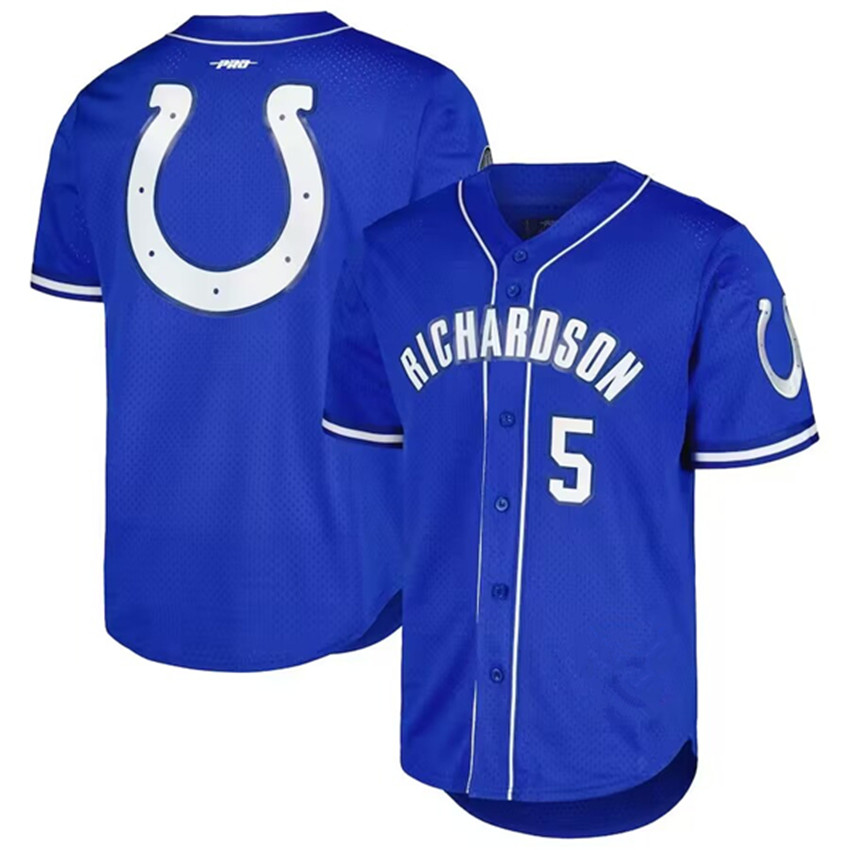Men's Royal Indianapolis Colts #5 Anthony Richardson Stitched Baseball Jersey